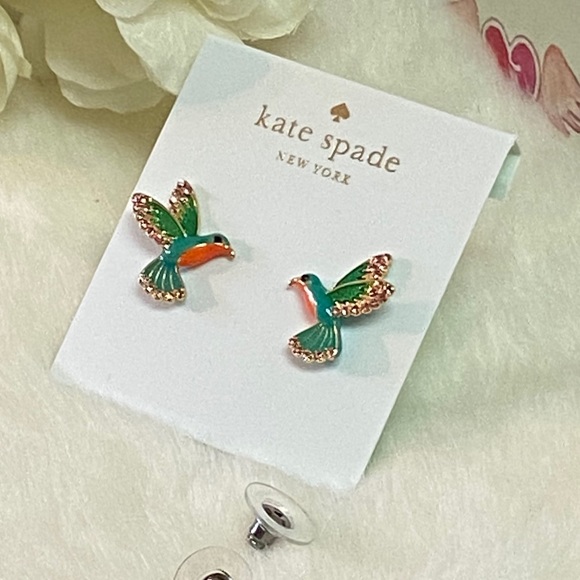 NEW KATE SPADE ♠️ REVERSIBLE SCENIC ROUTE HUMMINGBIRD EARRINGS - Picture 6 of 6